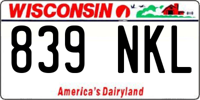 WI license plate 839NKL
