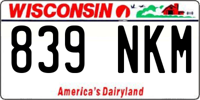 WI license plate 839NKM