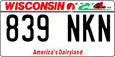 WI license plate 839NKN