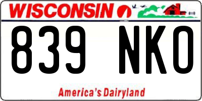 WI license plate 839NKO