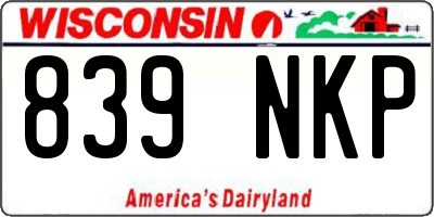 WI license plate 839NKP