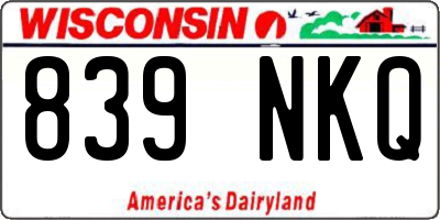 WI license plate 839NKQ