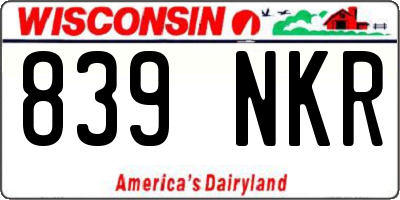 WI license plate 839NKR
