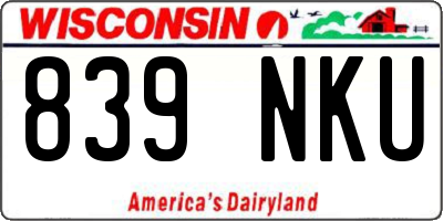 WI license plate 839NKU