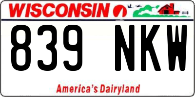 WI license plate 839NKW