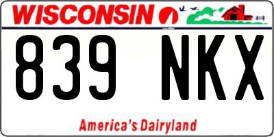 WI license plate 839NKX