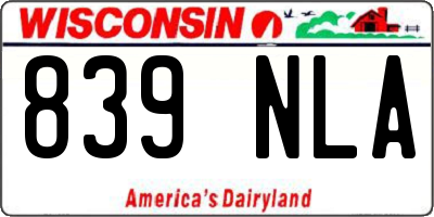 WI license plate 839NLA