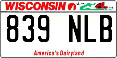 WI license plate 839NLB