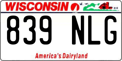 WI license plate 839NLG