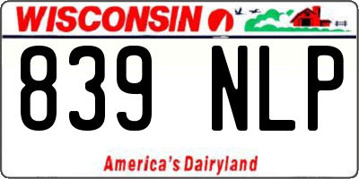 WI license plate 839NLP
