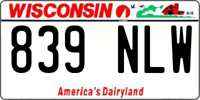 WI license plate 839NLW