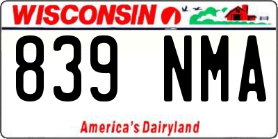 WI license plate 839NMA