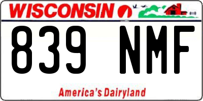 WI license plate 839NMF