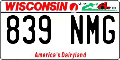 WI license plate 839NMG
