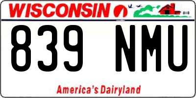WI license plate 839NMU