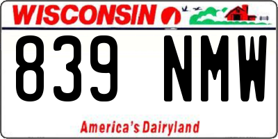 WI license plate 839NMW