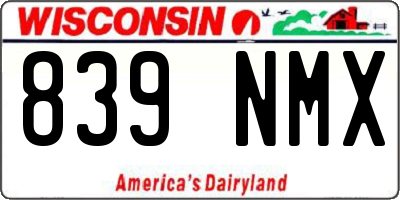 WI license plate 839NMX