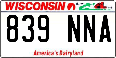 WI license plate 839NNA
