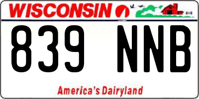 WI license plate 839NNB