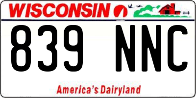 WI license plate 839NNC