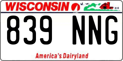 WI license plate 839NNG