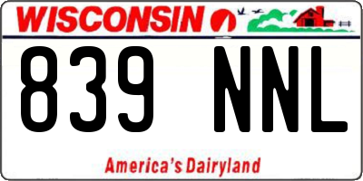 WI license plate 839NNL