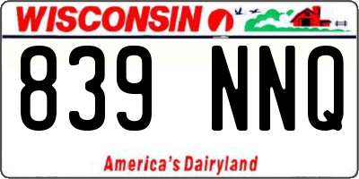 WI license plate 839NNQ