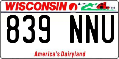 WI license plate 839NNU
