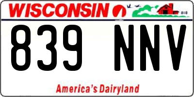 WI license plate 839NNV