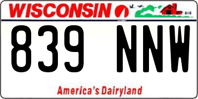 WI license plate 839NNW
