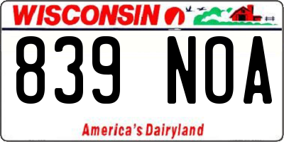 WI license plate 839NOA