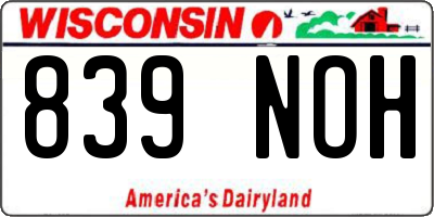 WI license plate 839NOH
