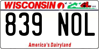 WI license plate 839NOL