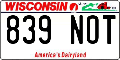 WI license plate 839NOT