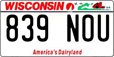 WI license plate 839NOU
