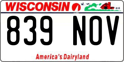 WI license plate 839NOV