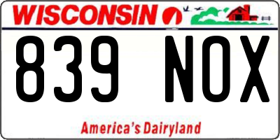 WI license plate 839NOX