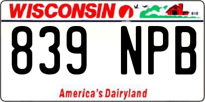WI license plate 839NPB