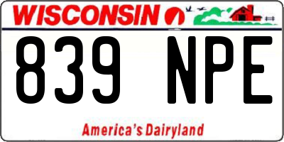 WI license plate 839NPE