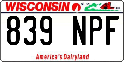 WI license plate 839NPF