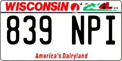 WI license plate 839NPI