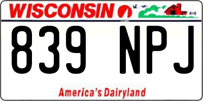 WI license plate 839NPJ