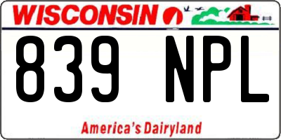 WI license plate 839NPL