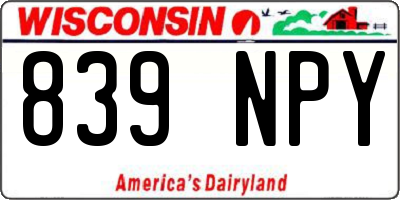WI license plate 839NPY