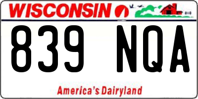 WI license plate 839NQA