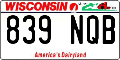 WI license plate 839NQB
