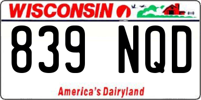 WI license plate 839NQD