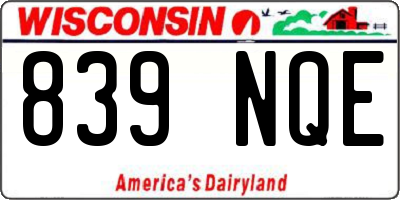 WI license plate 839NQE