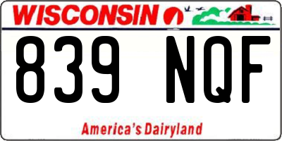 WI license plate 839NQF