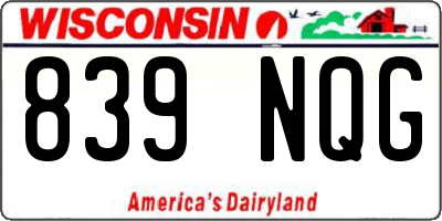 WI license plate 839NQG